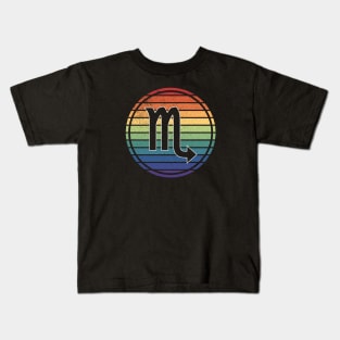 Vintage Distressed Rainbow Gay Pride Zodiac Scorpio Kids T-Shirt